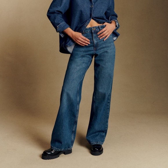 Sezane The Wide Leg Trousers Deep Blue - Size 42 - Picture 1 of 8